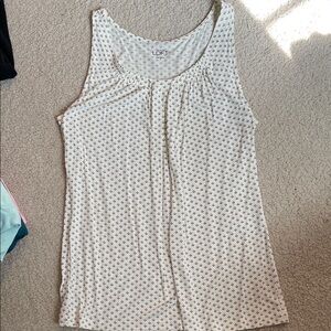 LOFT Cream Tank Top with Small Black Print